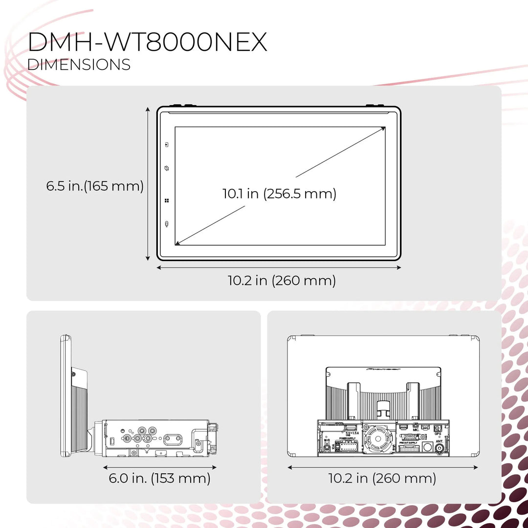 Pioneer DMH-WT8000NEX Single-Din 10.1" Floating Screen Multimedia Receiver with Wireless Apple CarPlay & Android Auto