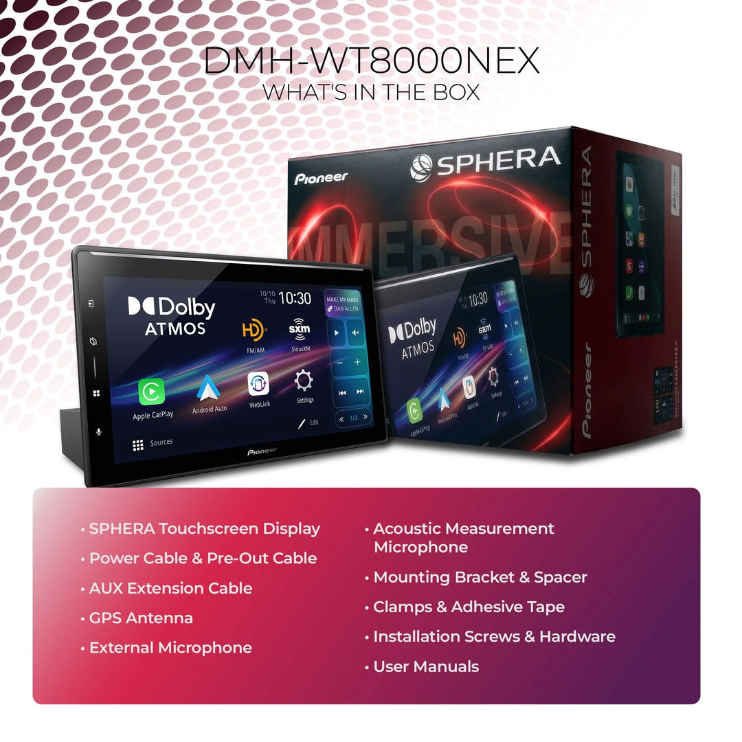 Pioneer DMH-WT8000NEX Single-Din 10.1" Floating Screen Multimedia Receiver with Wireless Apple CarPlay & Android Auto