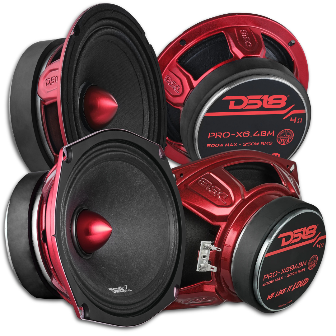 DS18 Combo 2x PRO-X694BM 6x9" + 2x PRO-X6.4BM 6.5" Mid-Range Bullet Loudspeaker Set