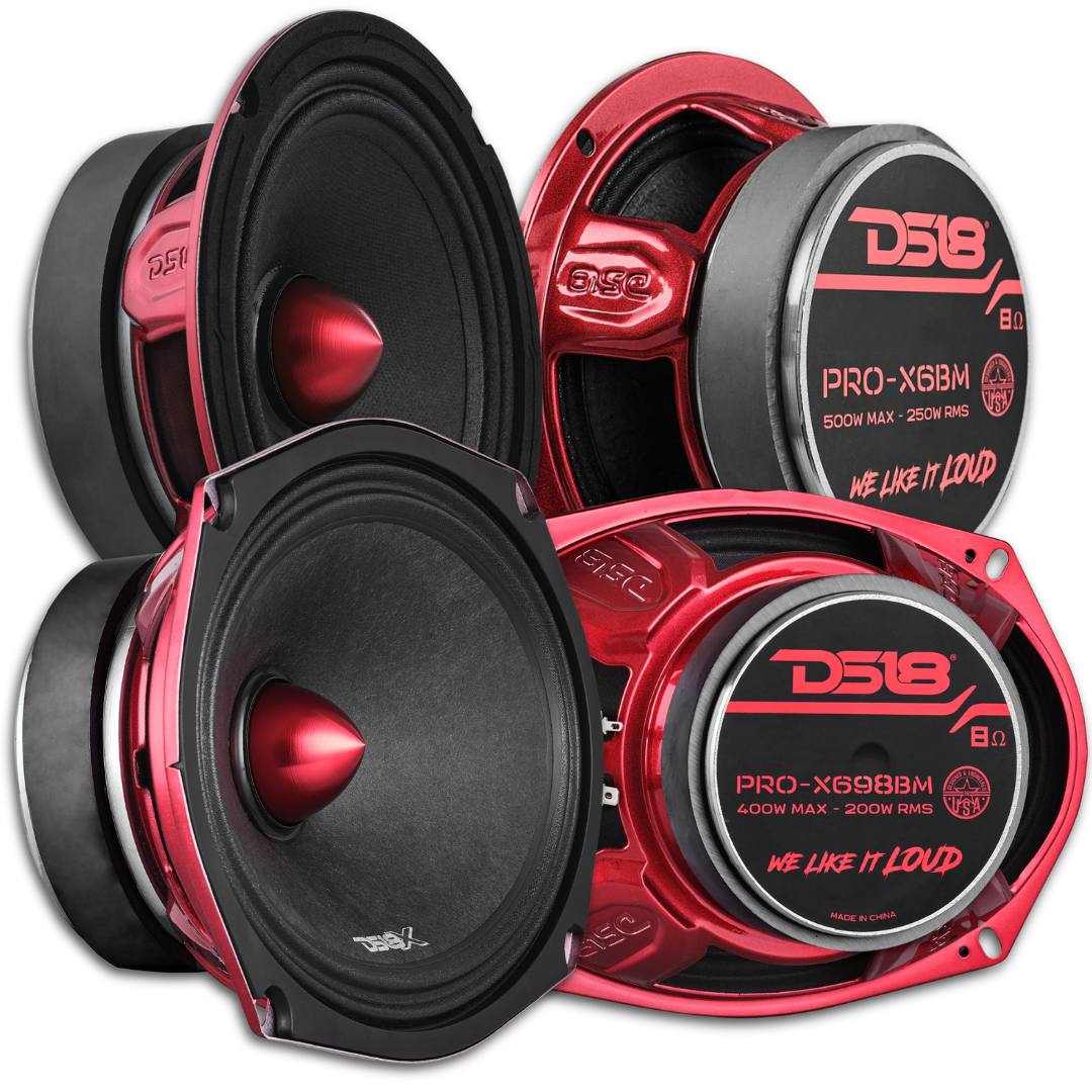 DS18 Combo 2x PRO-X698BM 6x9" + 2x PRO-X6BM 6.5" Mid-Range Bullet Loudspeaker Set