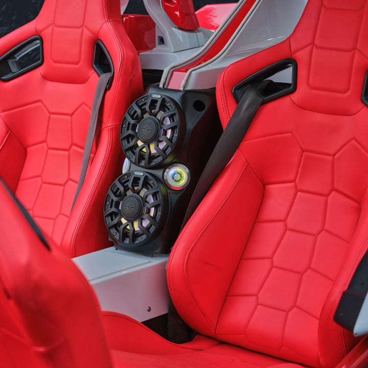 2015-Up Polaris Slingshot - DS18 Waterfall Center Console Enclosure - Loaded with 2x 6.5" NXL-IQ6/BK and 2x PRO-TW7LD Tweeters