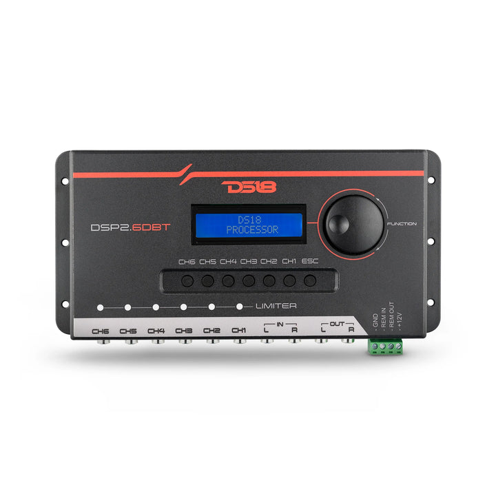 DS18 DSP2.6DBT Procesador de sonido digital (DSP) de 6 canales con pantalla LCD y conectividad Bluetooth