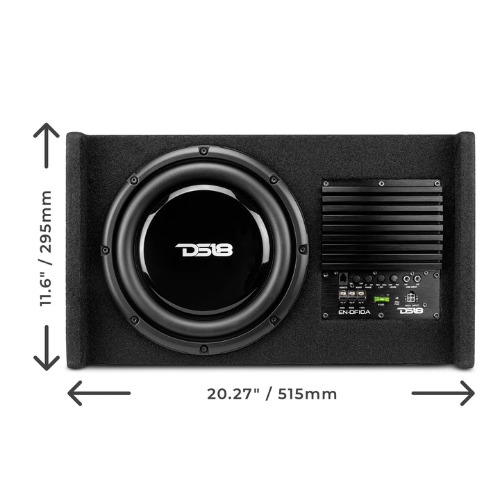 Subwoofer DS18 EN-DF10A de 10" con carcasa contra incendios sellada y amplificador Rms de 250 vatios incorporado - Incluye perilla de graves