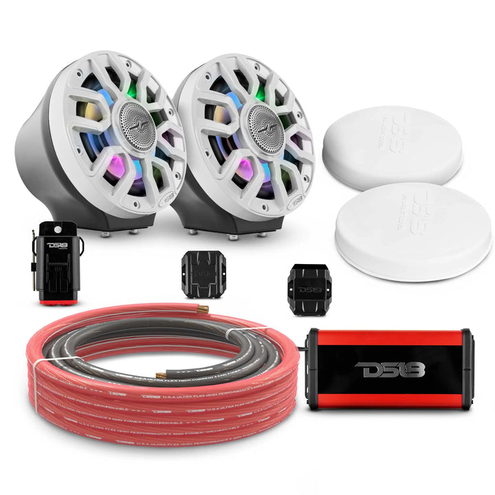 Can-Am Spyder & Ryker - DS18 Flat Mount Speaker Pods with Amplifier, Bluetooth Module, LED Controller and Installation Kit - Loaded with 2x 6.5" NXL-IQ6/BK Speakers