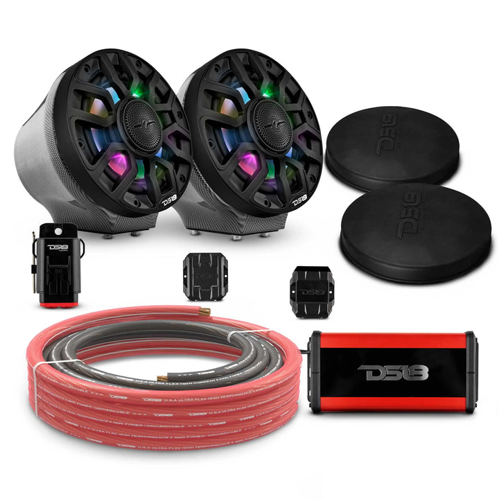 Can-Am Spyder & Ryker - DS18 Flat Mount Speaker Pods with Amplifier, Bluetooth Module, LED Controller and Installation Kit - Loaded with 2x 6.5" NXL-IQ6/BK Speakers