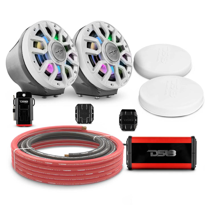 Can-Am Spyder & Ryker - DS18 Flat Mount Speaker Pods with Amplifier, Bluetooth Module, LED Controller and Installation Kit - Loaded with 2x 6.5" NXL-IQ6/BK Speakers