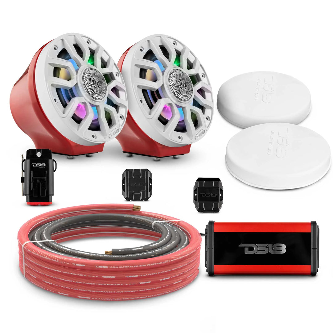 Can-Am Spyder & Ryker - DS18 Flat Mount Speaker Pods with Amplifier, Bluetooth Module, LED Controller and Installation Kit - Loaded with 2x 6.5" NXL-IQ6/BK Speakers