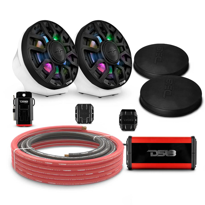 Can-Am Spyder & Ryker - DS18 Flat Mount Speaker Pods with Amplifier, Bluetooth Module, LED Controller and Installation Kit - Loaded with 2x 6.5" NXL-IQ6/BK Speakers