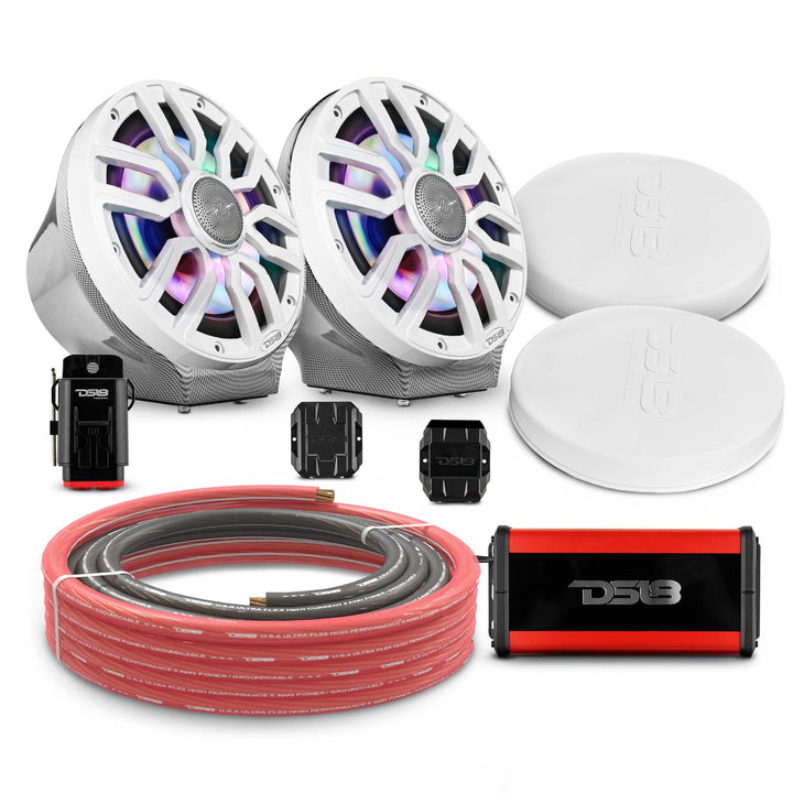 Can-Am Spyder & Ryker - DS18 Flat Mount Speaker Pods with Amplifier, Bluetooth Module, LED Controller and Installation Kit - Loaded with 2x 8" NXL-IQ8 Speakers