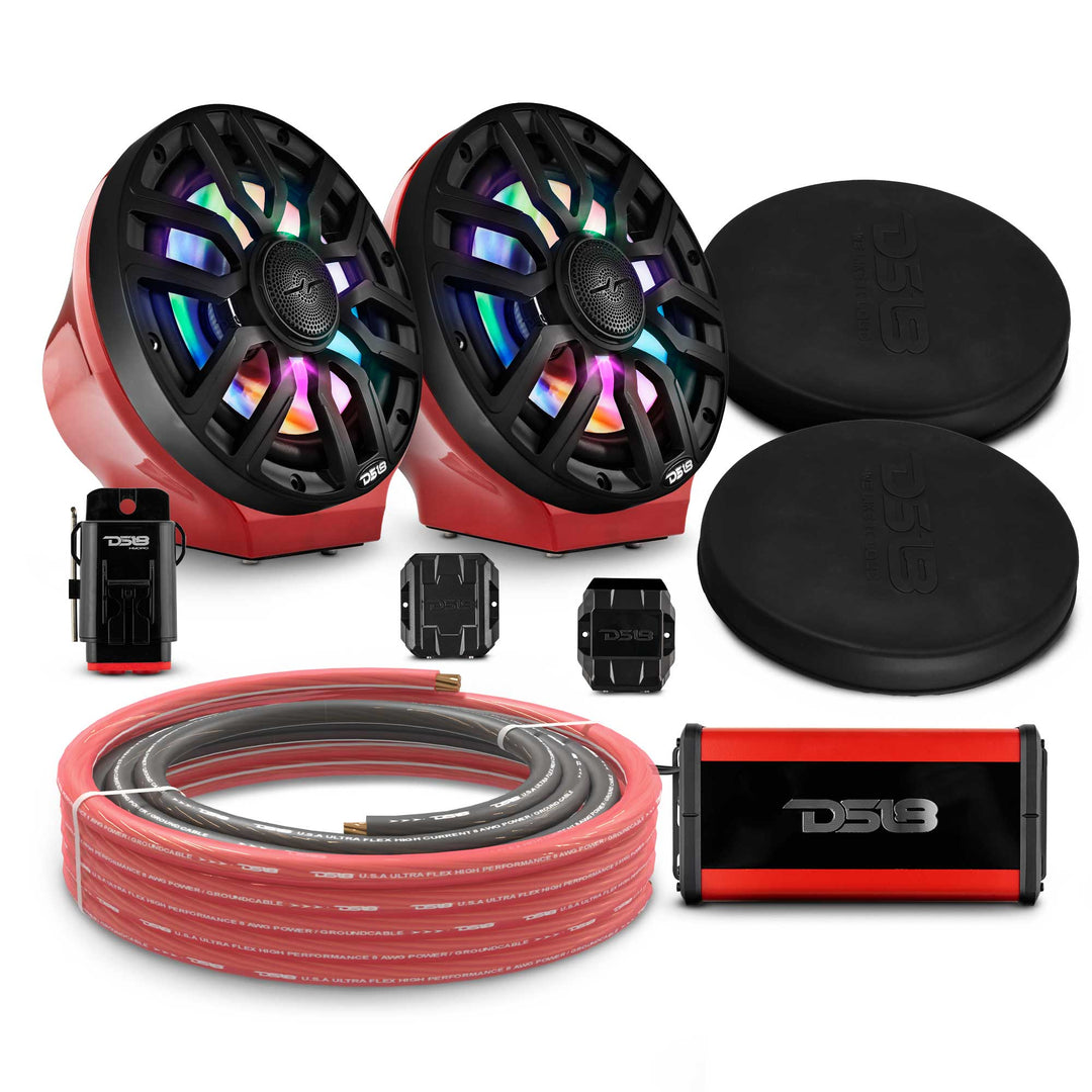 Can-Am Spyder & Ryker - DS18 Flat Mount Speaker Pods with Amplifier, Bluetooth Module, LED Controller and Installation Kit - Loaded with 2x 8" NXL-IQ8 Speakers