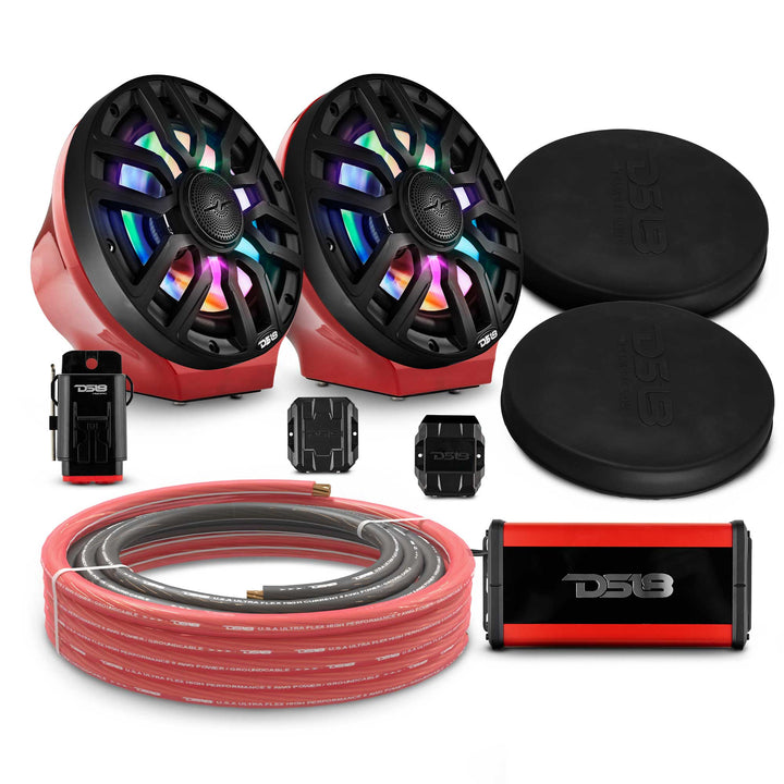 Can-Am Spyder & Ryker - DS18 Flat Mount Speaker Pods with Amplifier, Bluetooth Module, LED Controller and Installation Kit - Loaded with 2x 8" NXL-IQ8 Speakers