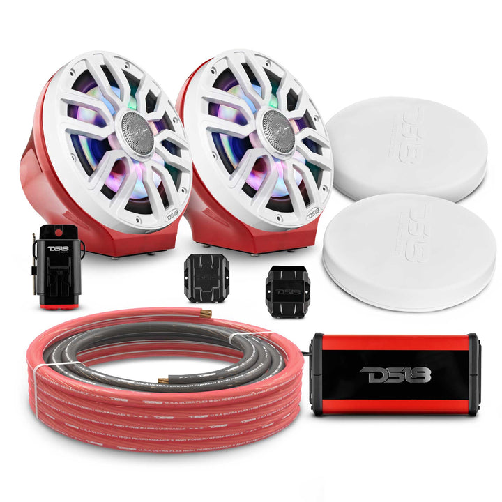 Can-Am Spyder & Ryker - DS18 Flat Mount Speaker Pods with Amplifier, Bluetooth Module, LED Controller and Installation Kit - Loaded with 2x 8" NXL-IQ8 Speakers