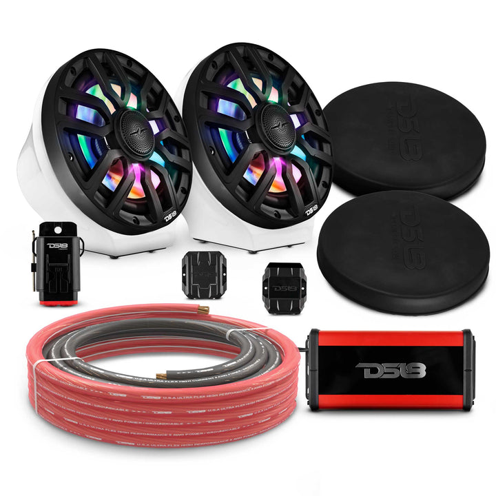 Can-Am Spyder & Ryker - DS18 Flat Mount Speaker Pods with Amplifier, Bluetooth Module, LED Controller and Installation Kit - Loaded with 2x 8" NXL-IQ8 Speakers