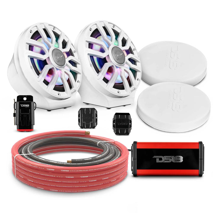 Can-Am Spyder & Ryker - DS18 Flat Mount Speaker Pods with Amplifier, Bluetooth Module, LED Controller and Installation Kit - Loaded with 2x 8" NXL-IQ8 Speakers