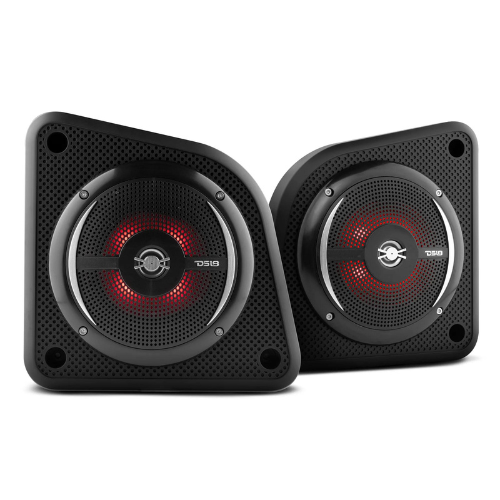 DS18 EN6SLIM/BK 6.5" Marine Speakers with Slim Enclosures and RGB LED Lights - 25 Watts Rms 4-ohm