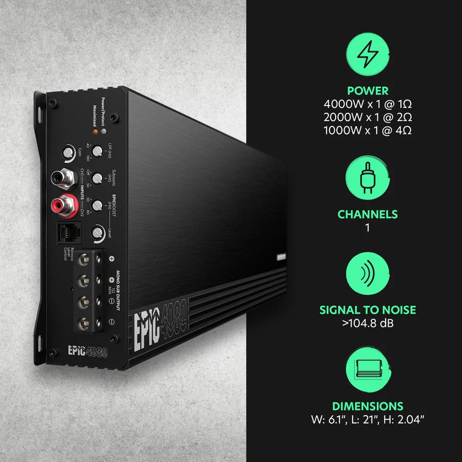 AudioControl EPIC4000 Monoblock Subwoofer Amplifier - 4000 Watts Rms @ 1-ohm