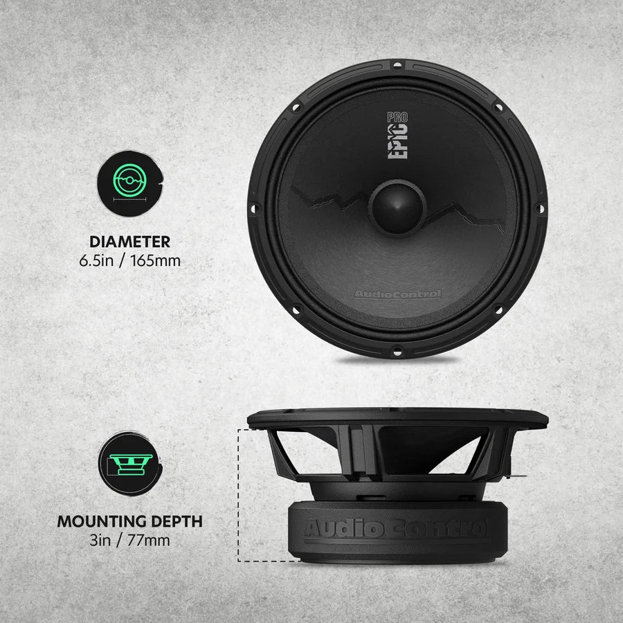 AudioControl EPICPRO6X 6.5" Mid-Range Loudspeakers - 200 Watts Rms 4-ohm