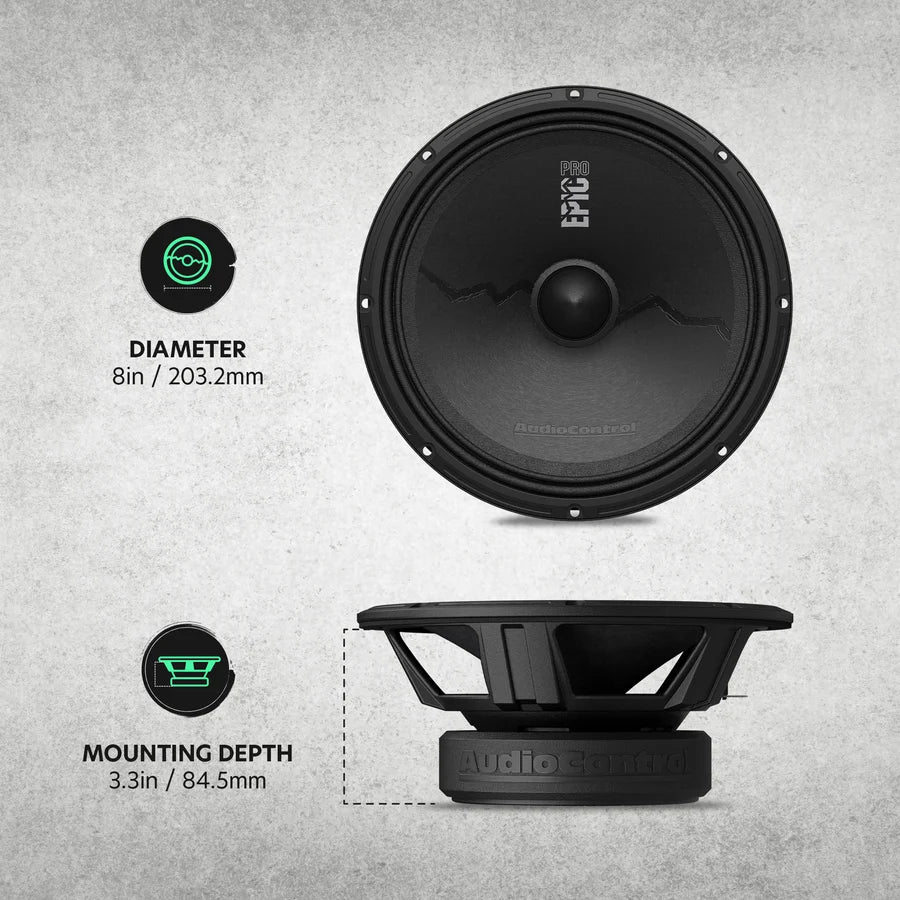 AudioControl EPICPRO8X 8" Mid-Range Loudspeakers - 250 Watts Rms 4-ohm