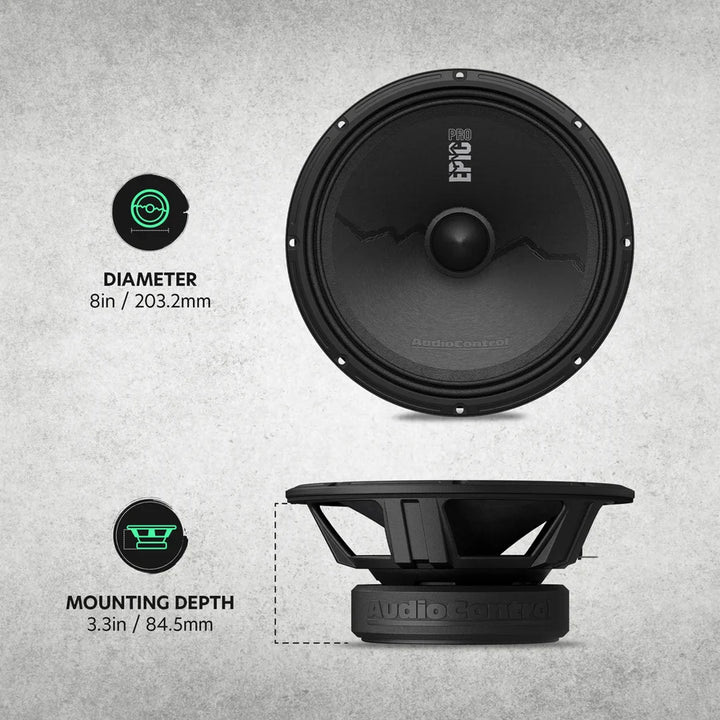 AudioControl EPICPRO8X 8" Mid-Range Loudspeakers - 250 Watts Rms 4-ohm