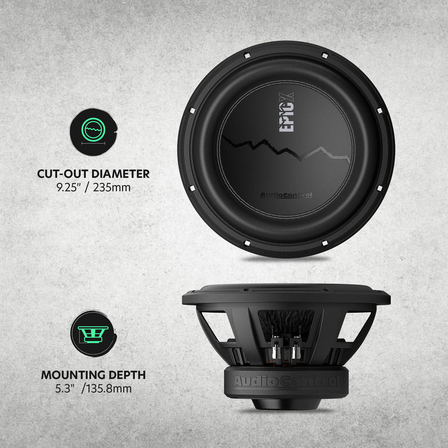 AudioControl EPICX 10" Subwoofer - 500 Watts Rms Dual 4-ohm or 2-ohm