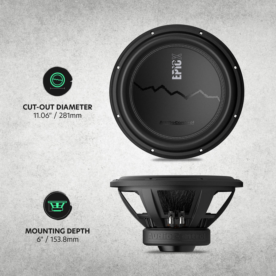 AudioControl EPICX 12" Subwoofer - 500 Watts Rms Dual 4-ohm or 2-ohm