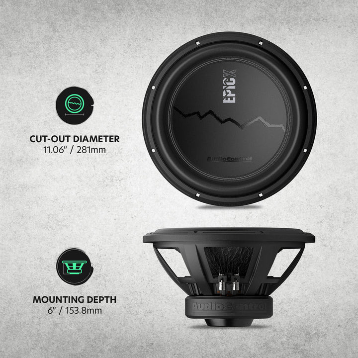 AudioControl EPICX 12" Subwoofer - 500 Watts Rms Dual 4-ohm or 2-ohm