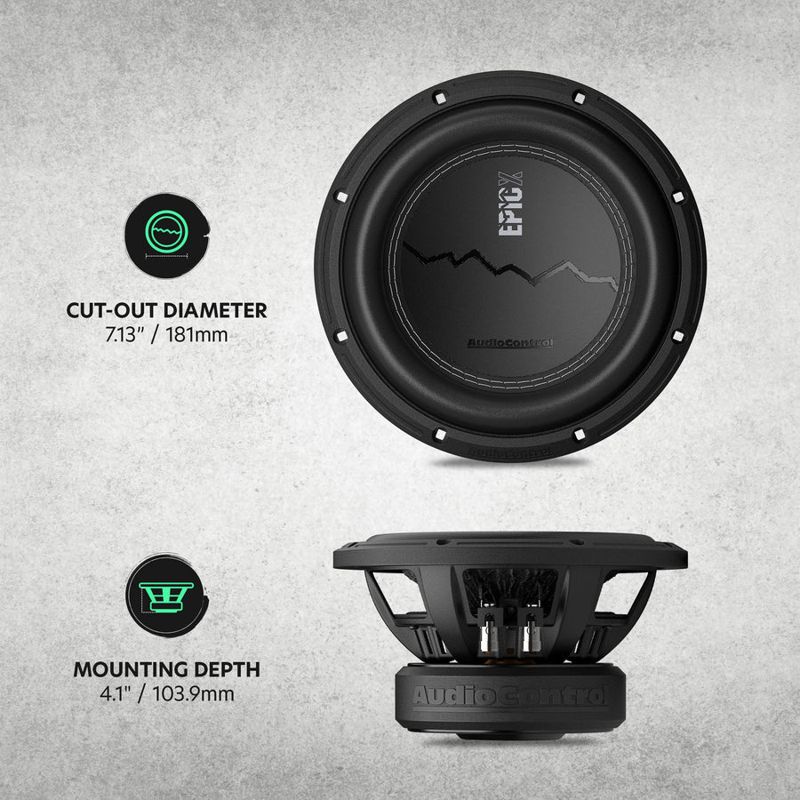 AudioControl EPICX 8" Subwoofer - 400 Watts Rms Dual 4-ohm or 2-ohm