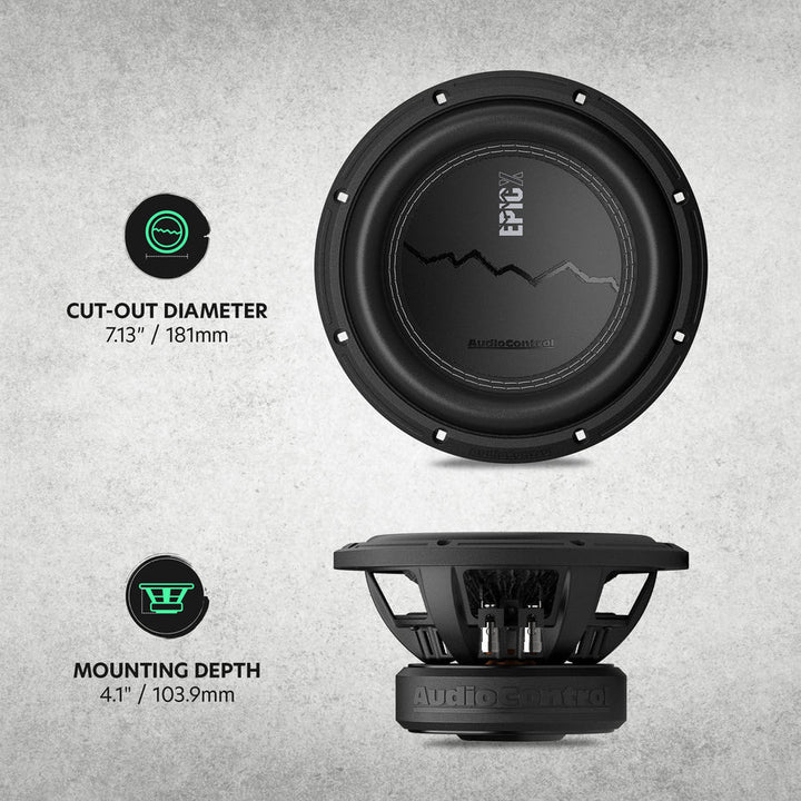 AudioControl EPICX 8" Subwoofer - 400 Watts Rms Dual 4-ohm or 2-ohm