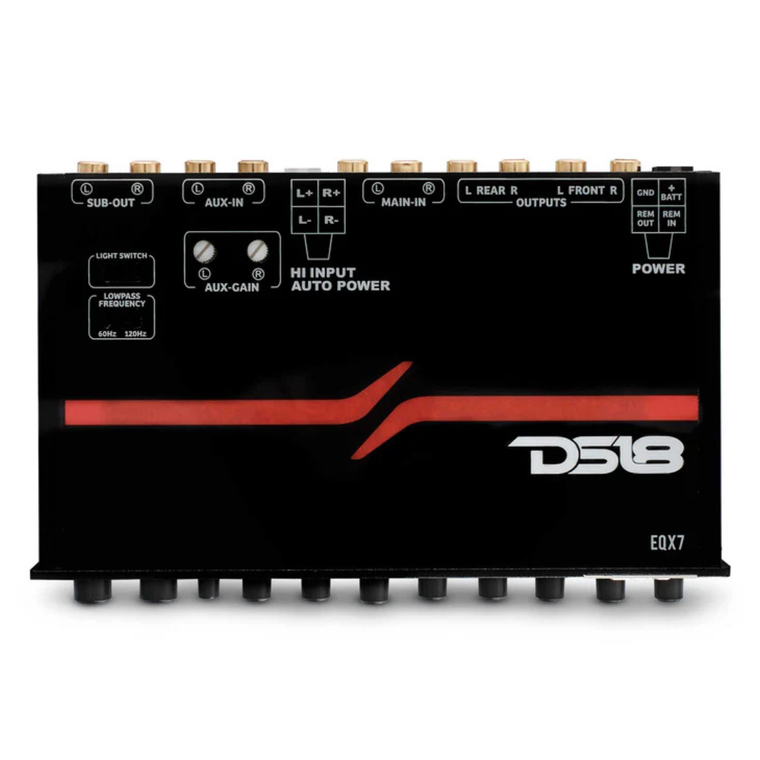 DS18 EQX7 Ecualizador gráfico de 7 bandas para tablero con perilla de control de subwoofer