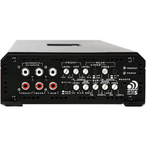Massive Audio EX5 Amplificador de rango completo Clase AB y D de 5 canales - 4 x 120 vatios Rms a 4 ohmios + 1 x 800 vatios Rms a 1 ohmio