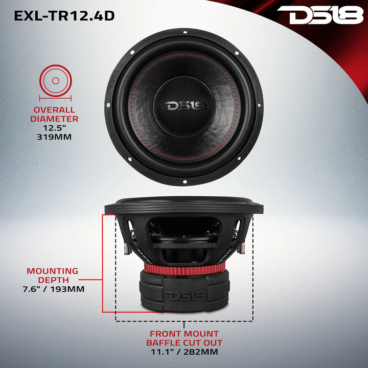 DS18 EXL-TR12.4D 12" Subwoofer - 1500 Watts Rms Dual 4-ohm DVC