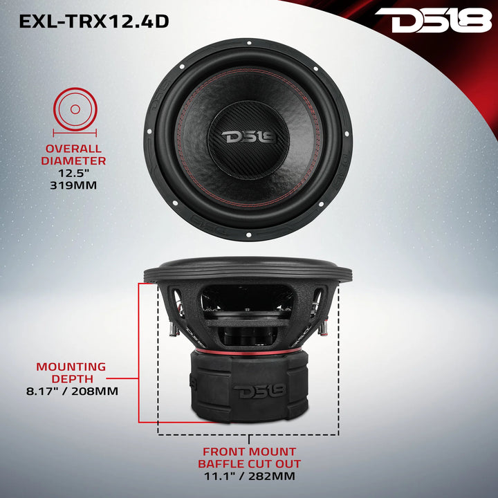DS18 EXL-TRX12.4D 12" Subwoofer - 2000 Watts Rms Dual 4-ohm DVC