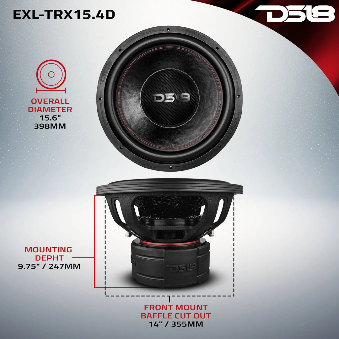 DS18 EXL-TRX Series 15" Subwoofer - 3000 Watts Rms Dual 4-ohm Voice Coil