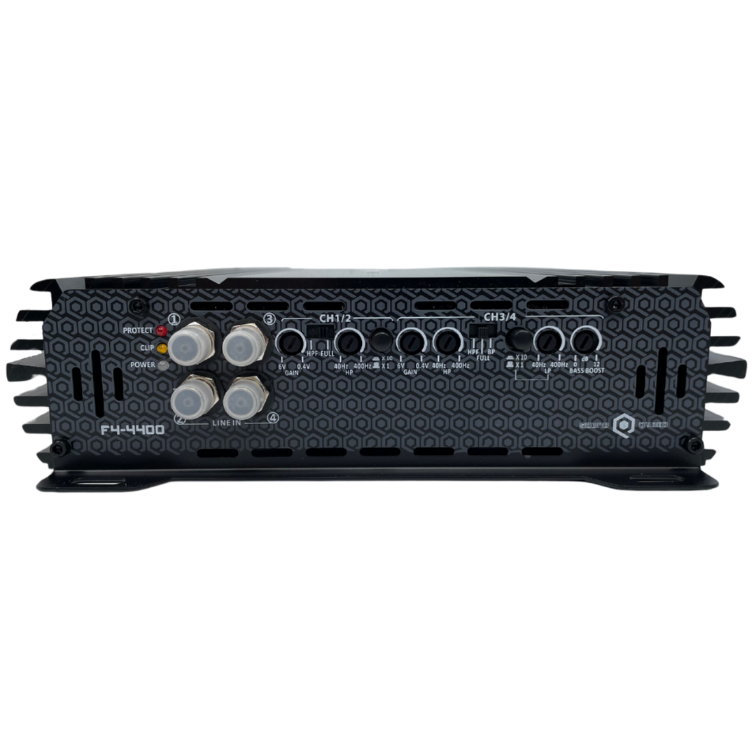 Soundqubed F4-4400 Amplificador de rango completo Clase D de 4 canales - 4 x 750 vatios Rms a 4 ohmios