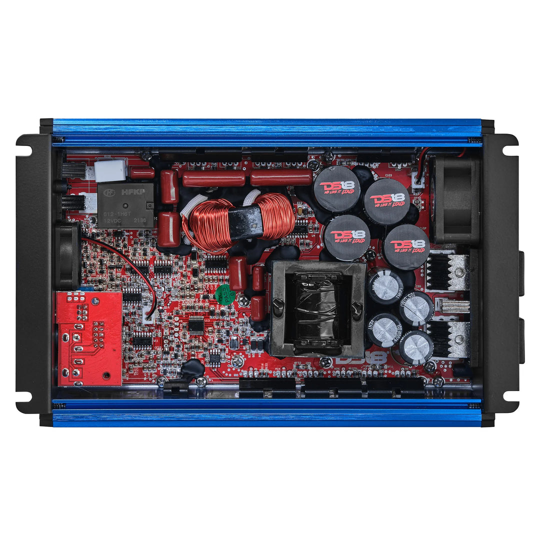 DS18 FRP-2.5K Blue 1-Channel Class D Compact Full-Range Amplifier - 1 x 2500 Watts Rms @ 1-ohm