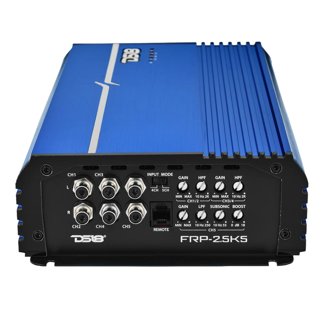 DS18 FRP-2.5K5 Full-Range 5-Channel Amplifier - 4 x 240 Watts Rms @ 4-ohm + 1200 Watts Rms @ 1-ohm