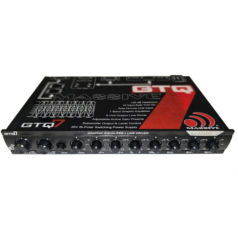 Massive Audio GTQ7 In-dash 7-Band Graphic Equalizer - 8 Volt Rca Outputs