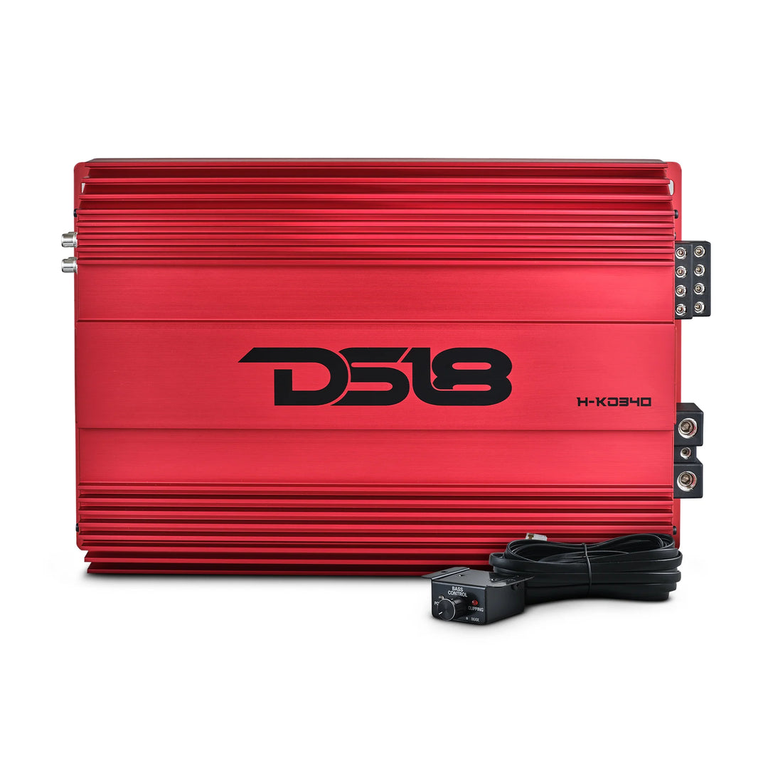 DS18 H-KO340/RD 4-Channel Class D Korean Full-Range Amplifier - 4 x 300 Watts Rms @ 4-ohm