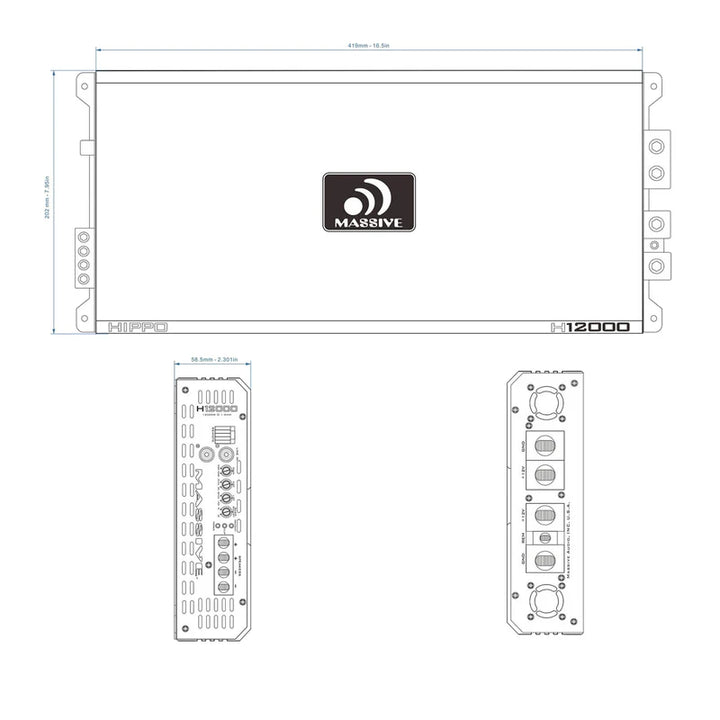 Massive Audio H12000 Mono Full-Range Amplifier - 12000 Watts Rms @ 1-ohm