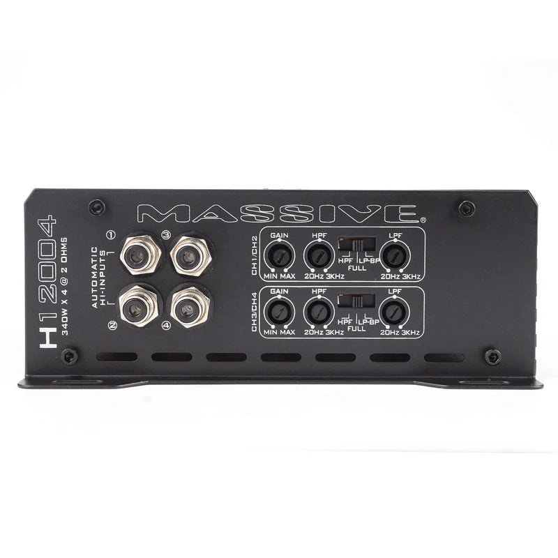 Massive Audio H12004 4-Channel Amplifier - 4 x 200 Watts Rms @ 4-ohm