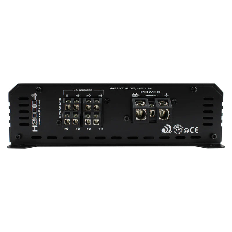 Massive Audio H30004 4-Channel Amplifier - 4 x 500 Watts Rms @ 4-ohm