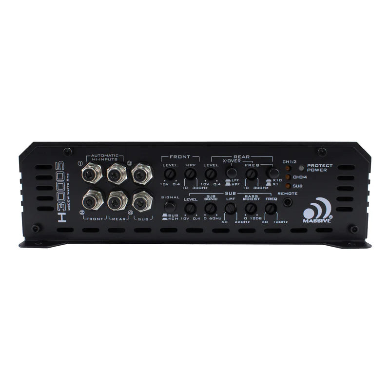 Massive Audio H30005 5-Channel Amplifier - 4 x 202 Watts @ 4-ohm + 1x 1500 Watts Rms @ 1-ohm