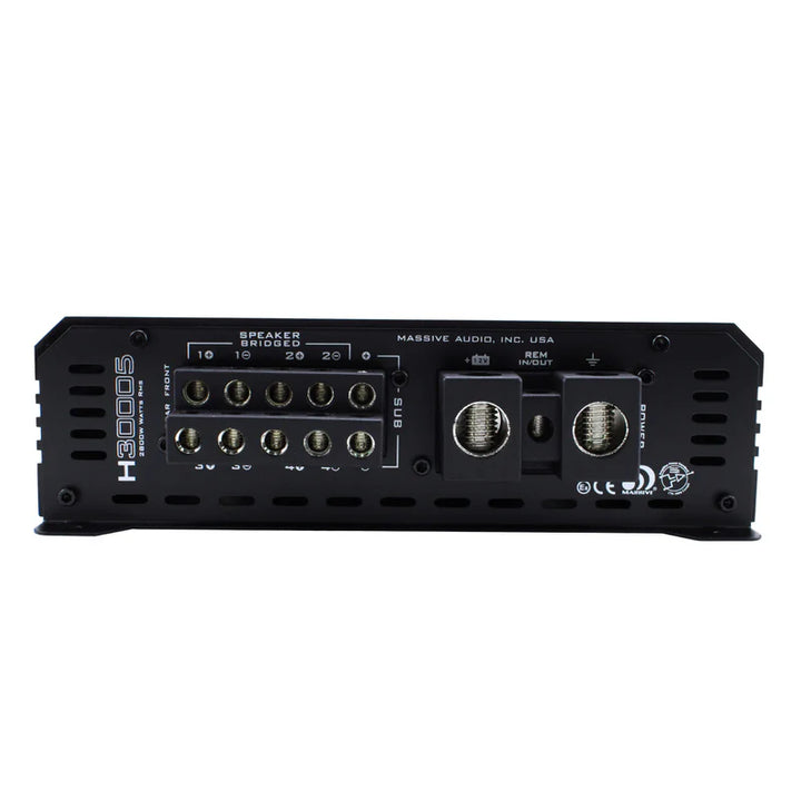 Massive Audio H30005 5-Channel Amplifier - 4 x 202 Watts @ 4-ohm + 1x 1500 Watts Rms @ 1-ohm