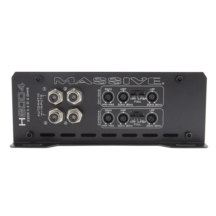 Massive Audio H8004 4-Channel Amplifier - 4 x 125 Watts Rms @ 4-ohm