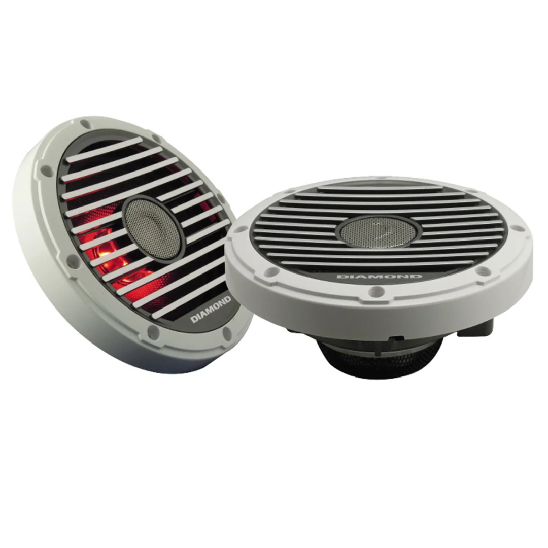 Diamond Audio HXM65 6.5" 2-Way Marine Speakers with LEDs - 80 Watts Rms 4-ohm