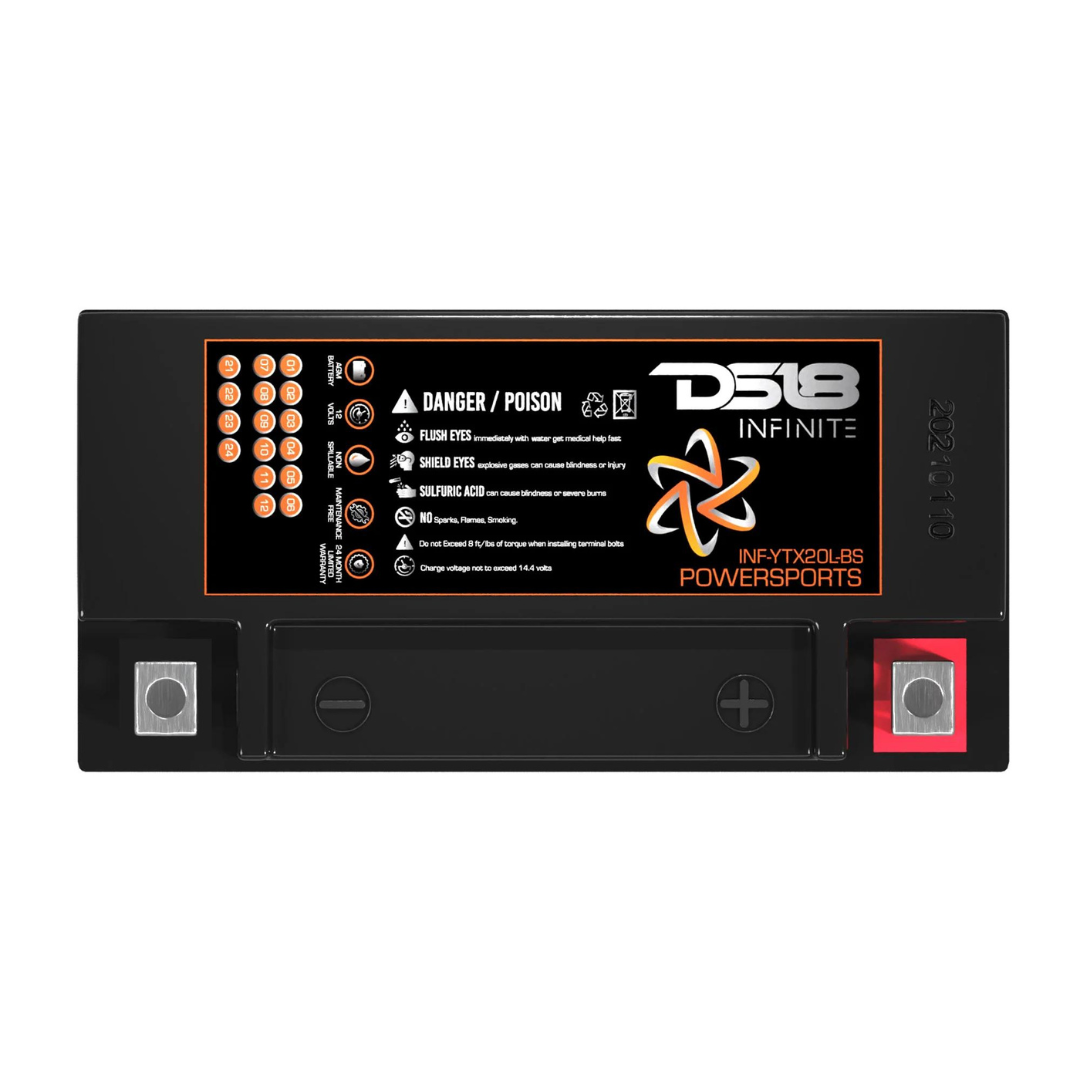 DS18 INF-YTX20L-BS Batería de audio AGM Powersports de 12 voltios - 800 vatios Rms | 20Ah