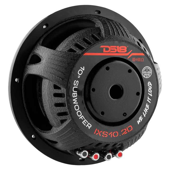 DS18 IXS10.2D 10" Shallow Mount Subwoofer - 600 Watts Rms 2-ohm DVC