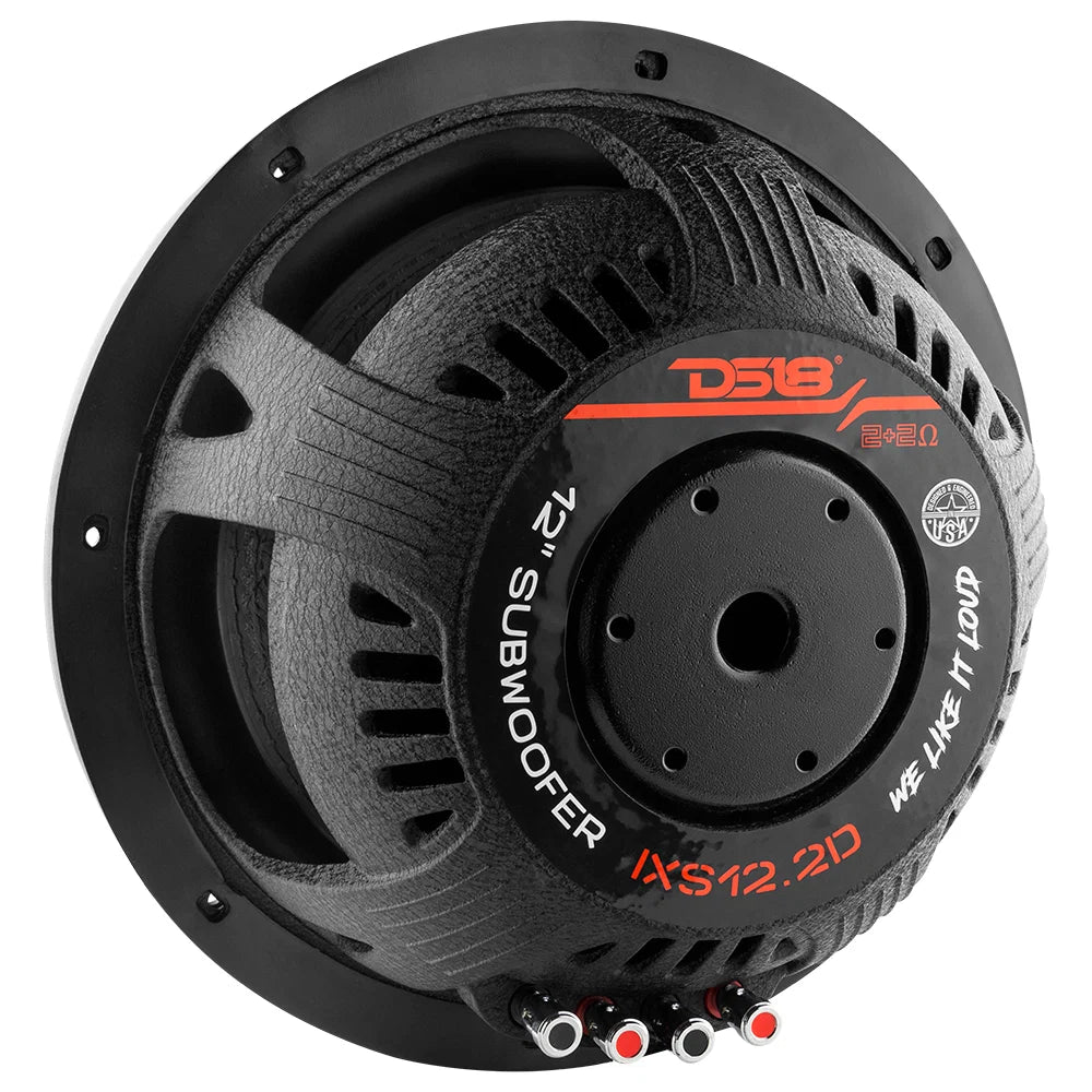 DS18 IXS12.2D Subwoofer de montaje superficial de 12" con tapa antipolvo grande y bobina móvil de 2,5" - 800 vatios Rms 2 ohmios DVC