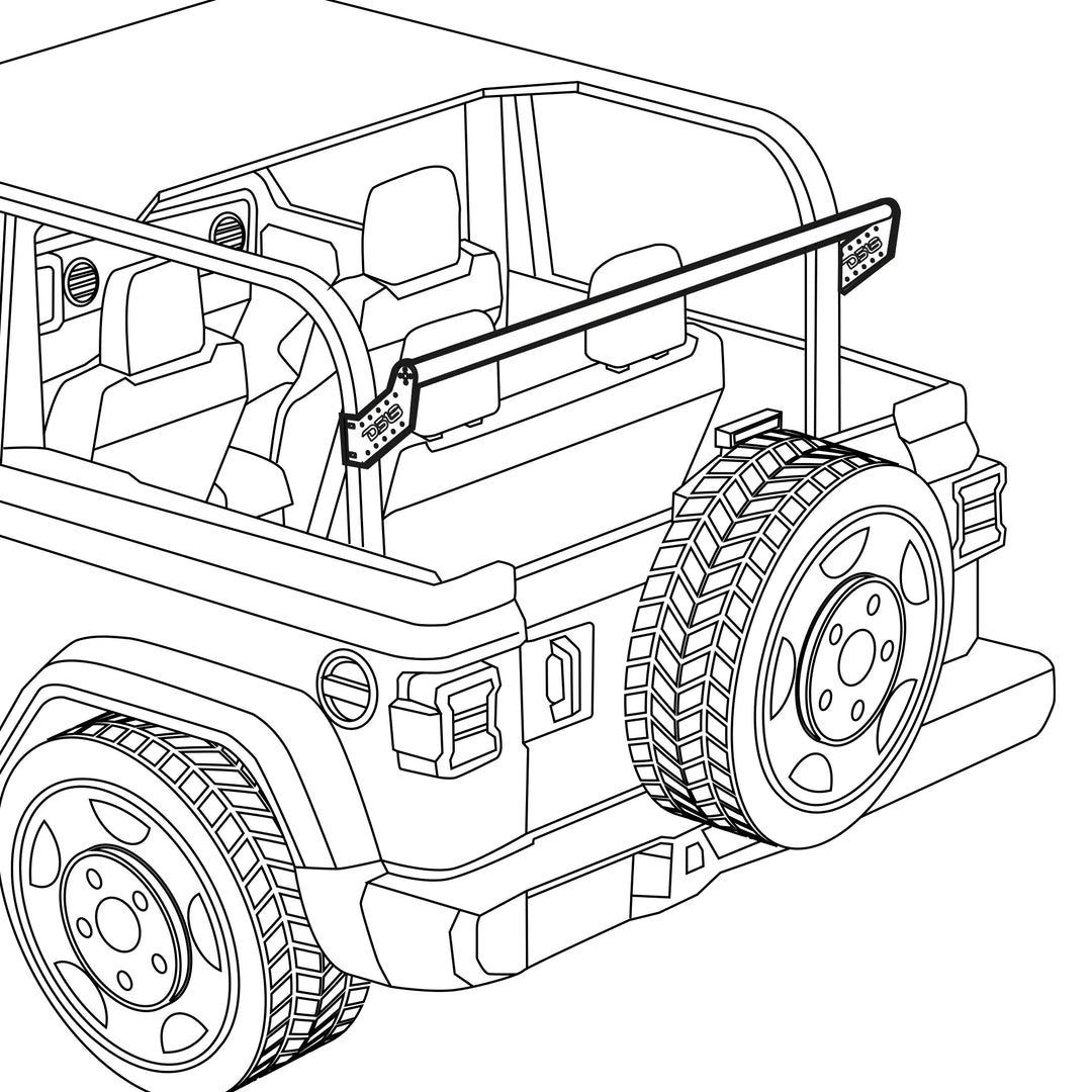 DS18 Mounting Tube with 4x 8" Marine Tower Speakers - Fits 2018-2023 Jeep Wrangler JL 2-Door Hardtop