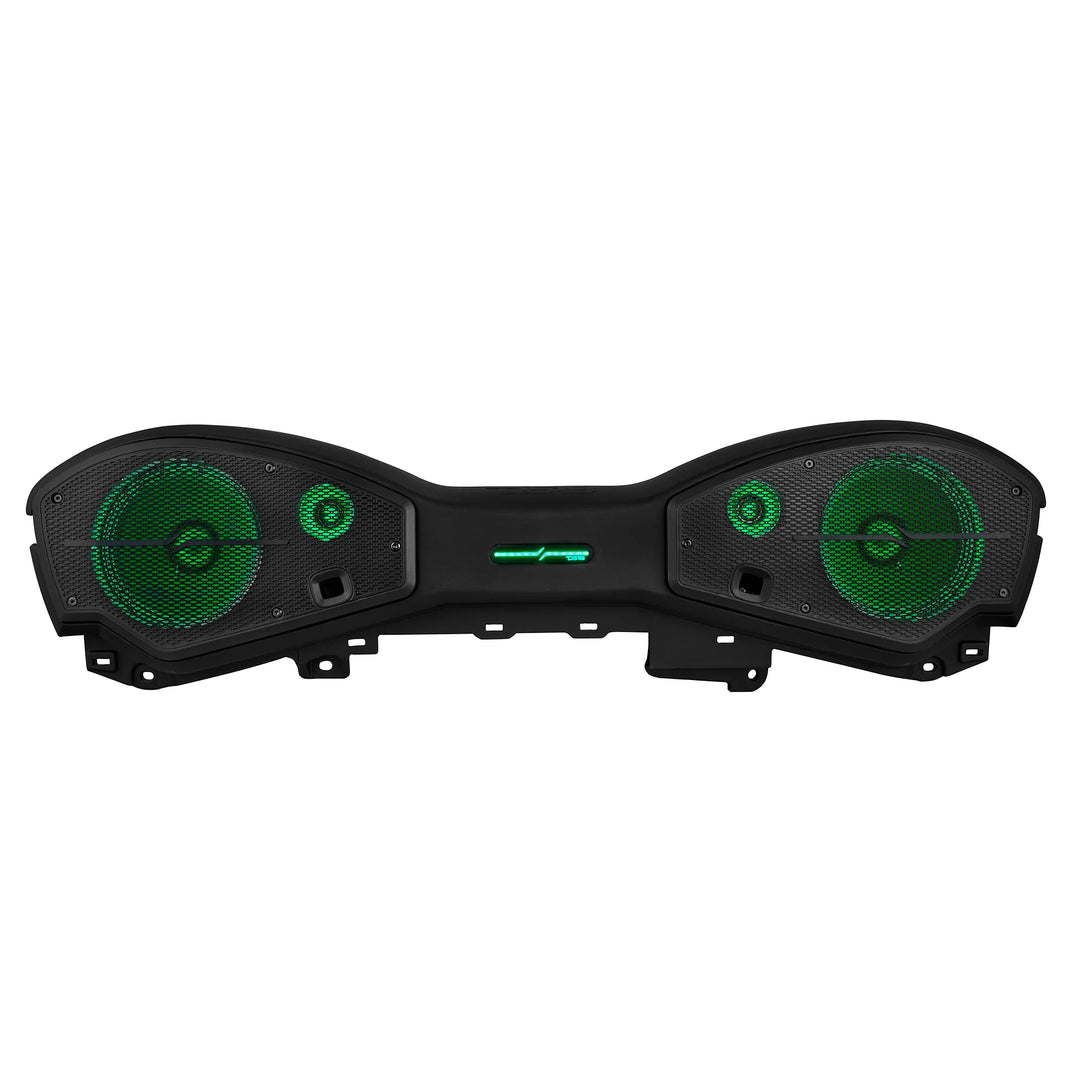 2024-up Jeep JL, JLU & JT - DS18 Black Fully Loaded Overhead Sound Bar Enclosure with Dynamic Led Lights - Includes 2 x 8" Midbass Speakers, 2 x Bullet Tweeters